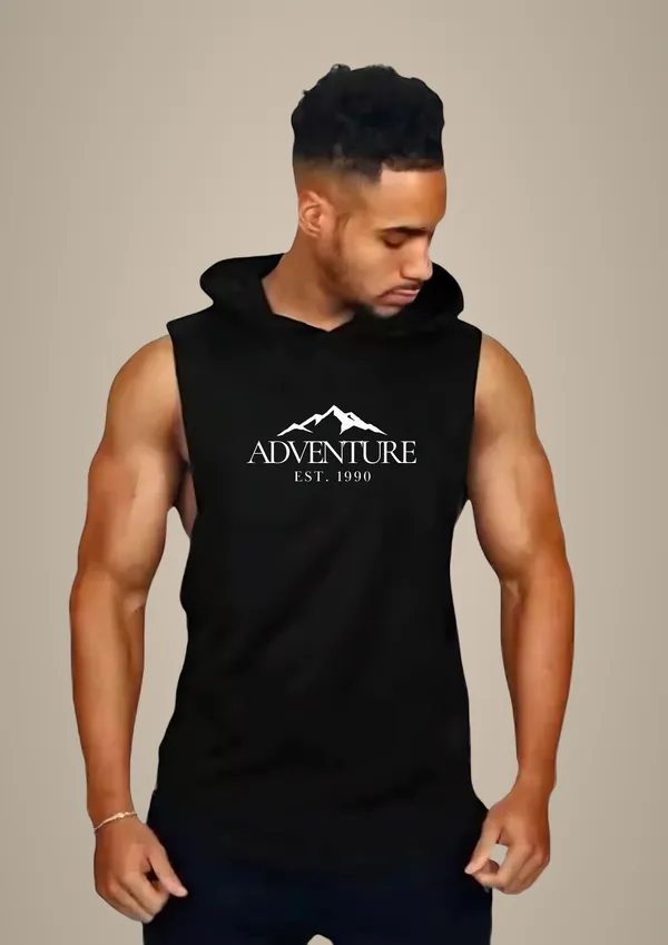 Black_Trendy_Hood_Sports/Gym_T-Shirt_For_Men