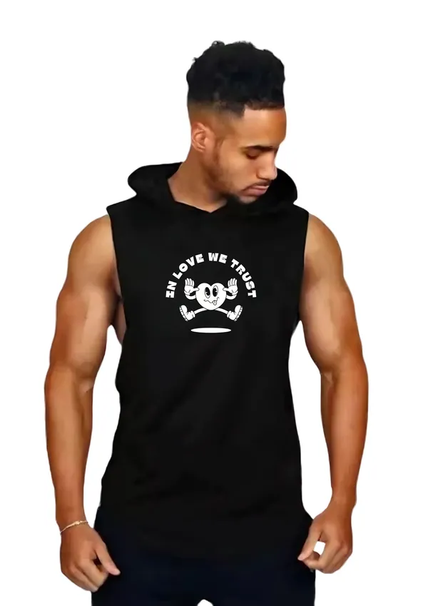 Black_Trendy_Hood_Sports/Gym_T-Shirt_For_Men