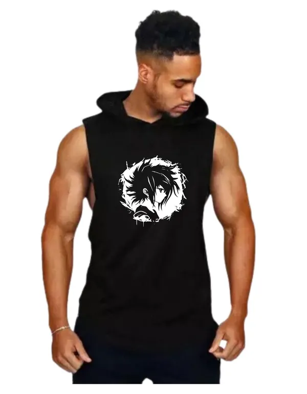 Black_Trendy_Hood_Sports/Gym_T-Shirt_For_Men
