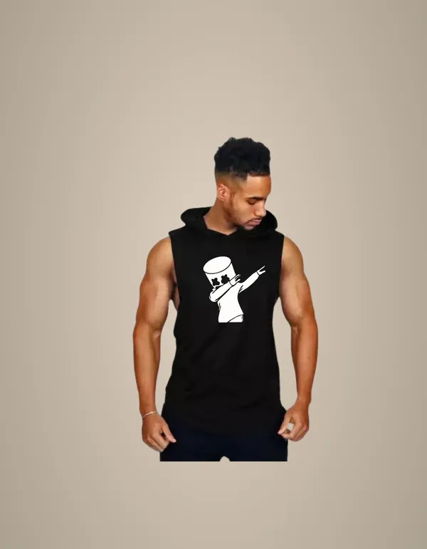 Black_Trendy_Hood_Sports/Gym_T-Shirt_For_Men