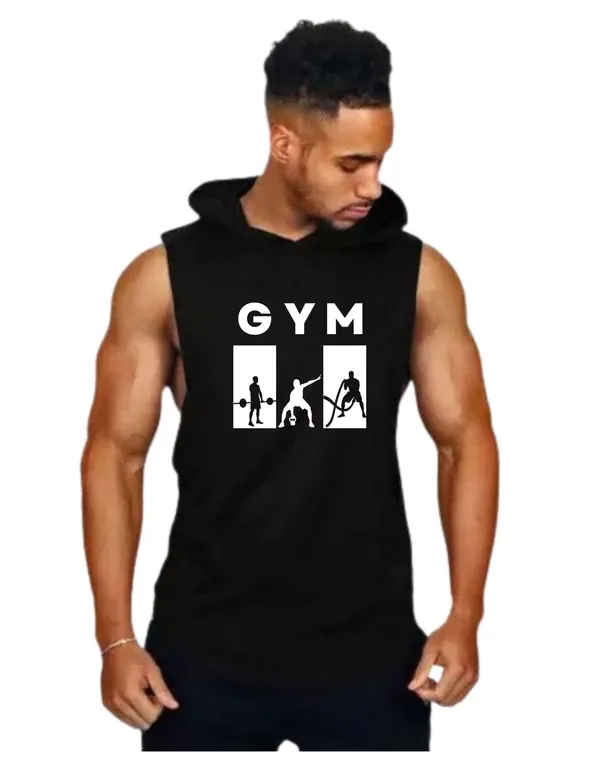 Black_Trendy_Hood_Sports/Gym_T-Shirt_For_Men
