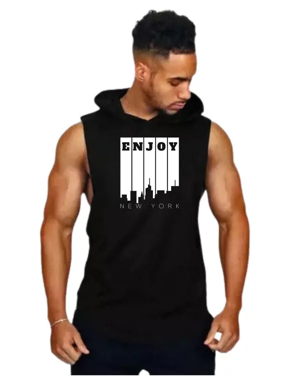 Black_Trendy_Hood_Sports/Gym_T-Shirt_For_Men