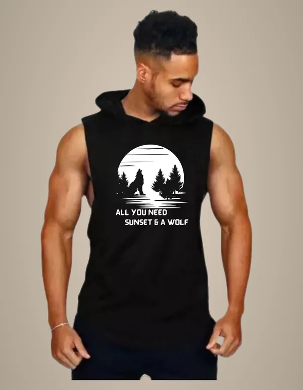 Black_Trendy_Hood_Sports/Gym_T-Shirt_For_Men