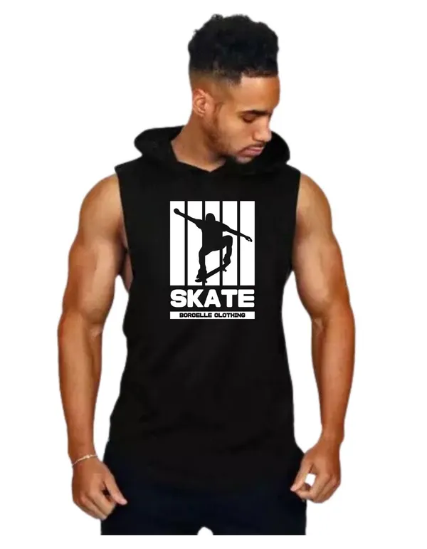 Black_Trendy_Hood_Sports/Gym_T-Shirt_For_Men