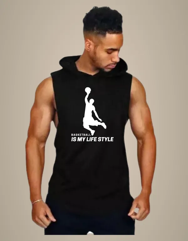 Black_Trendy_Hood_Sports/Gym_T-Shirt_For_Men