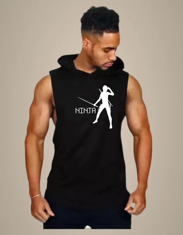 Black_Trendy_Hood_Sports/Gym_T-Shirt_For_Men