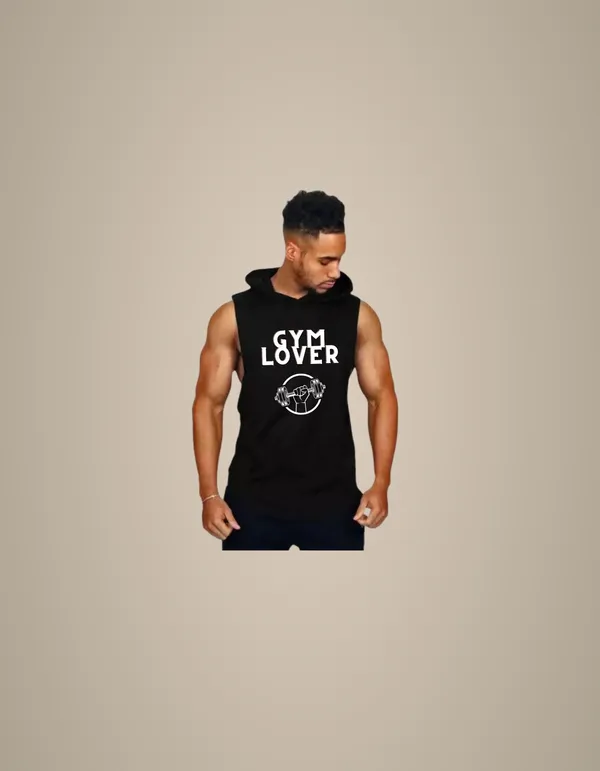 Black_Trendy_Hood_Sports/Gym_T-Shirt_For_Men