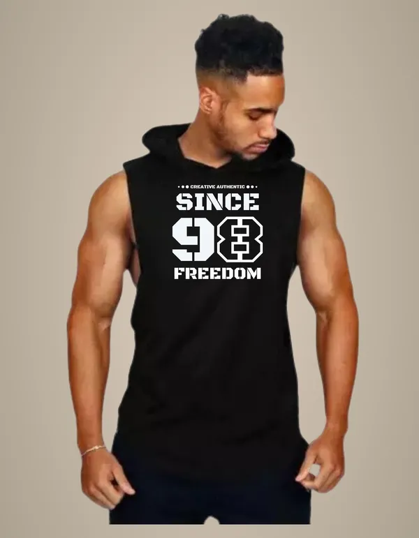 Black_Trendy_Hood_Sports/Gym_T-Shirt_For_Men