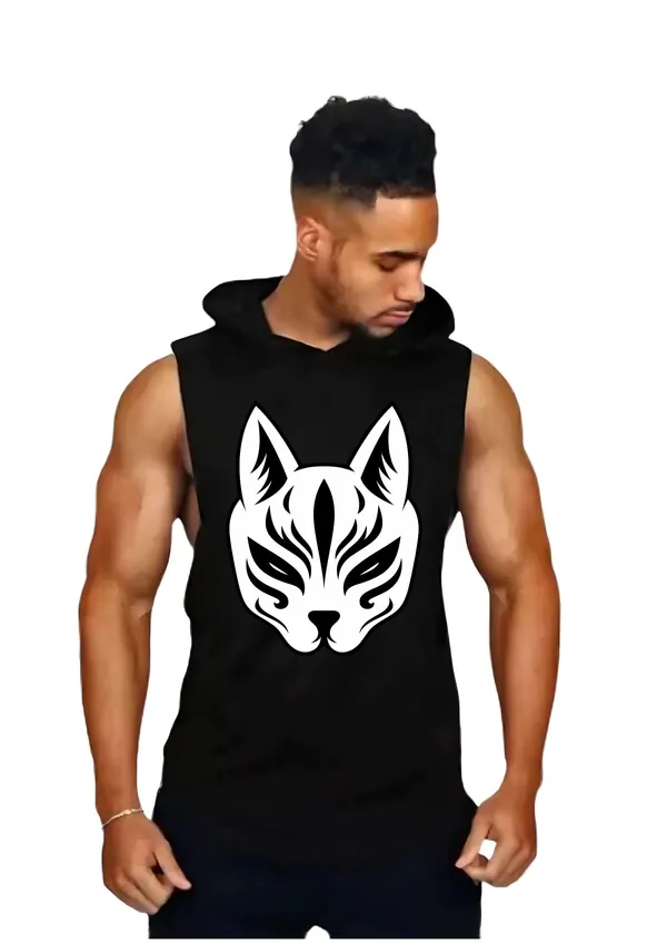 Black_Trendy_Hood_Sports/Gym_T-Shirt_For_Men