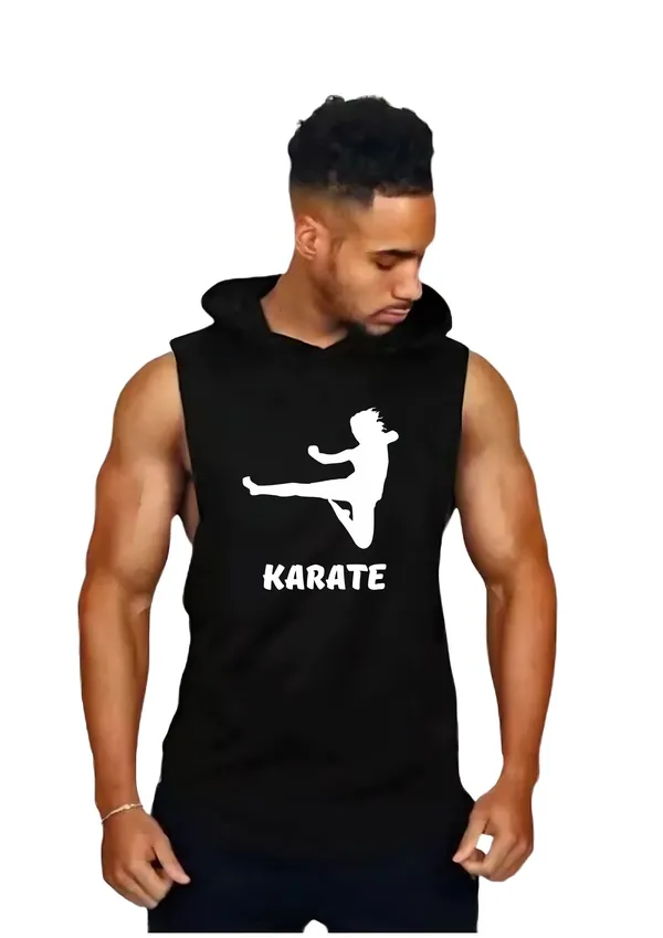 Black_Trendy_Hood_Sports/Gym_T-Shirt_For_Men