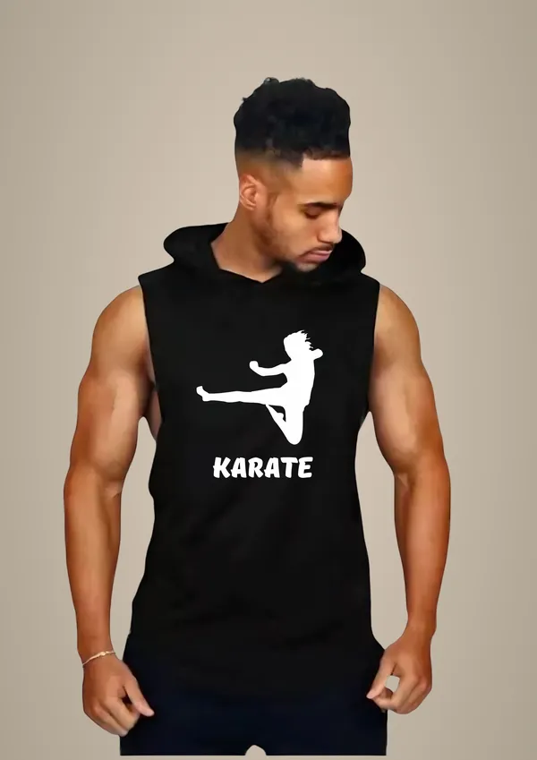 Black_Trendy_Hood_Sports/Gym_T-Shirt_For_Men