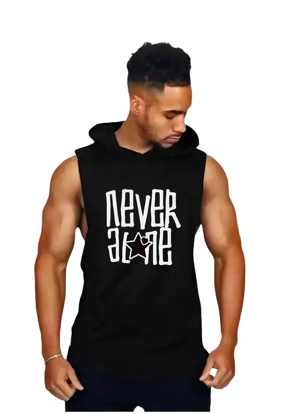 Black_Trendy_Hood_Sports/Gym_T-Shirt_For_Men