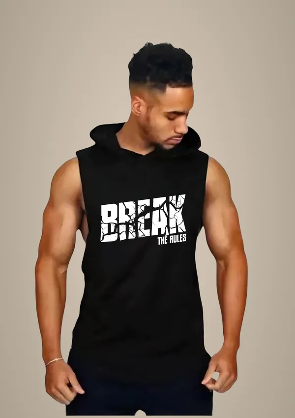 Black_Trendy_Hood_Sports/Gym_T-Shirt_For_Men