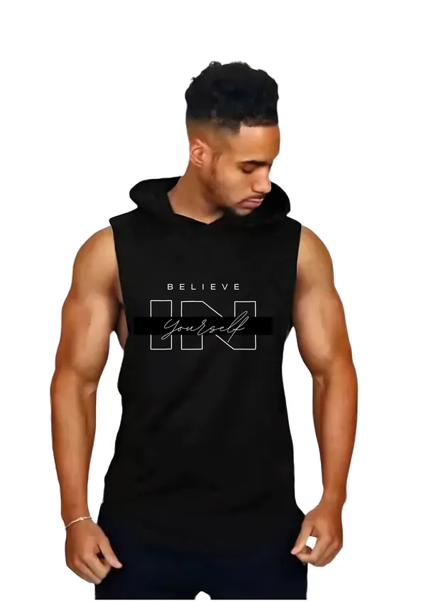 Black_Trendy_Hood_Sports/Gym_T-Shirt_For_Men
