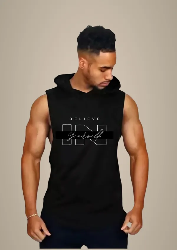 Black_Trendy_Hood_Sports/Gym_T-Shirt_For_Men