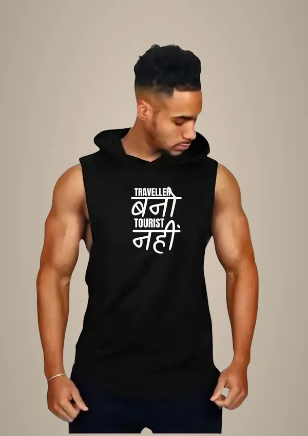 Black_Trendy_Hood_Sports/Gym_T-Shirt_For_Men