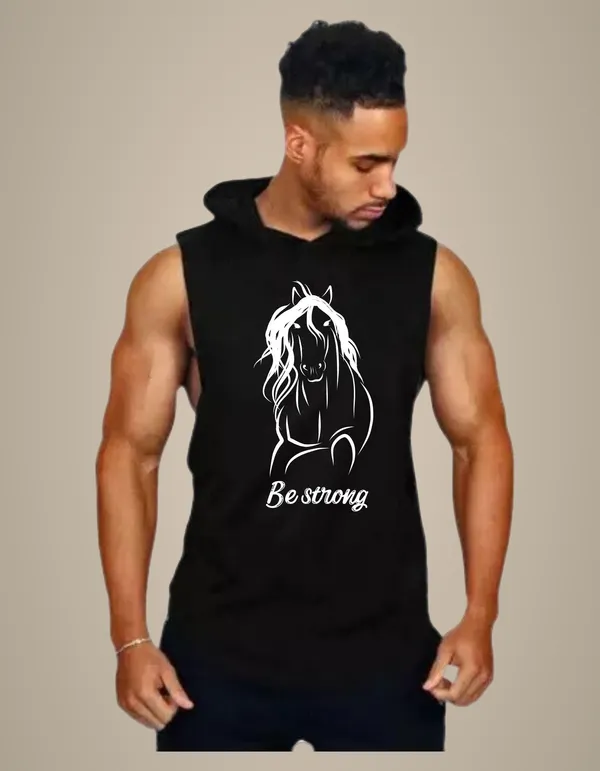 Black_Trendy_Hood_Sports/Gym_T-Shirt_For_Men