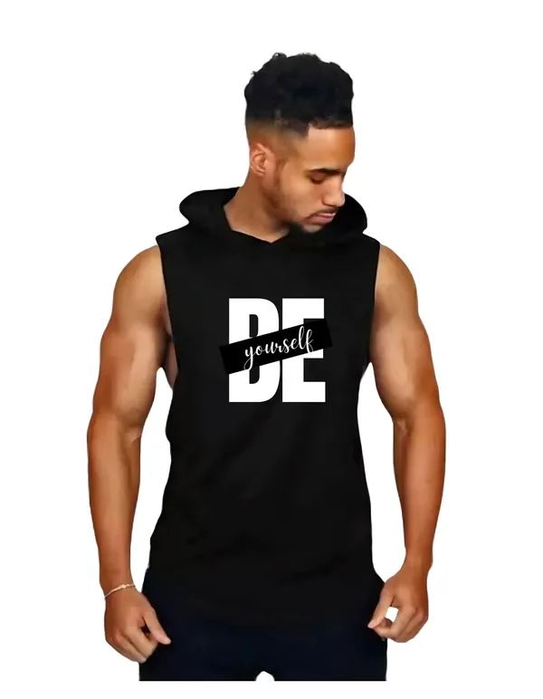 Black_Trendy_Hood_Sports/Gym_T-Shirt_For_Men