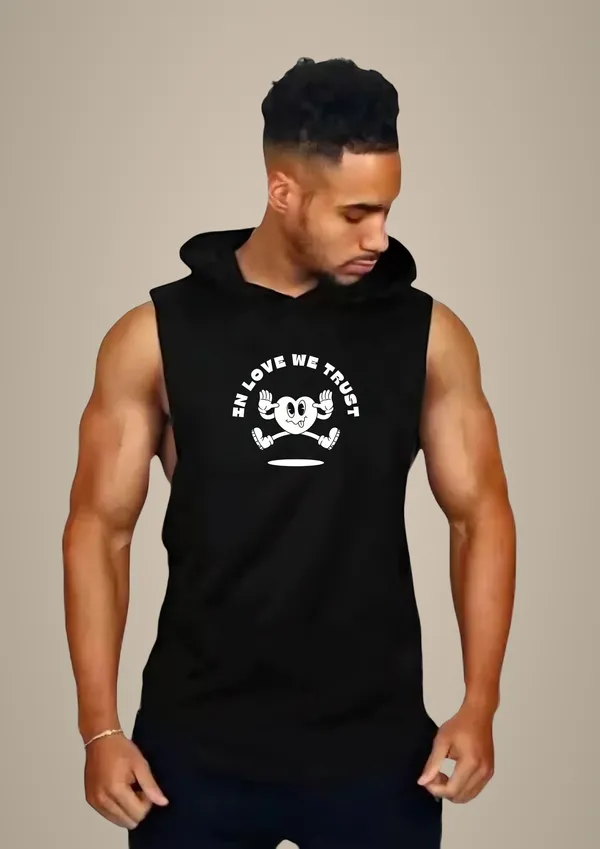 Black_Trendy_Hood_Sports/Gym_T-Shirt_For_Men
