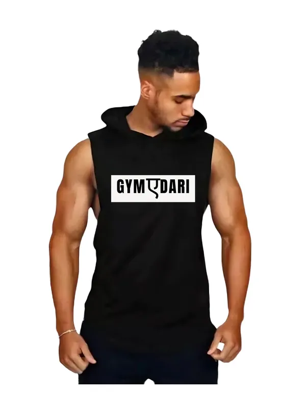 Black_Trendy_Hood_Sports/Gym_T-Shirt_For_Men