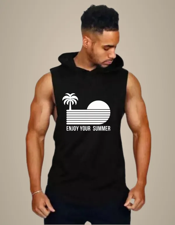 Black_Trendy_Hood_Sports/Gym_T-Shirt_For_Men