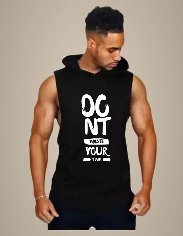 Black_Trendy_Hood_Sports/Gym_T-Shirt_For_Men