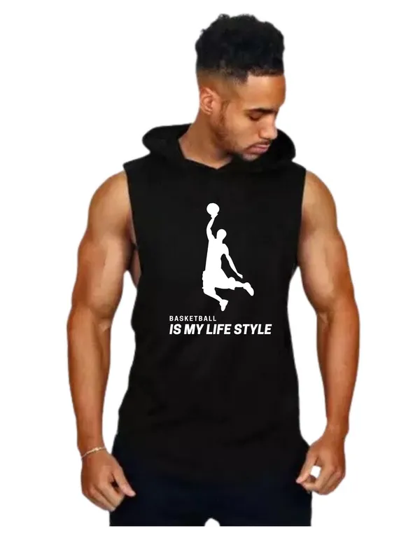 Black_Trendy_Hood_Sports/Gym_T-Shirt_For_Men