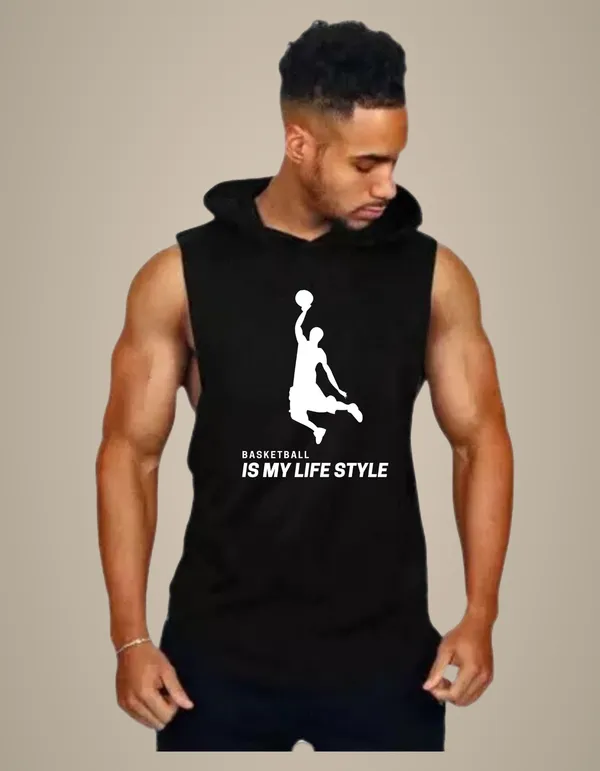 Black_Trendy_Hood_Sports/Gym_T-Shirt_For_Men