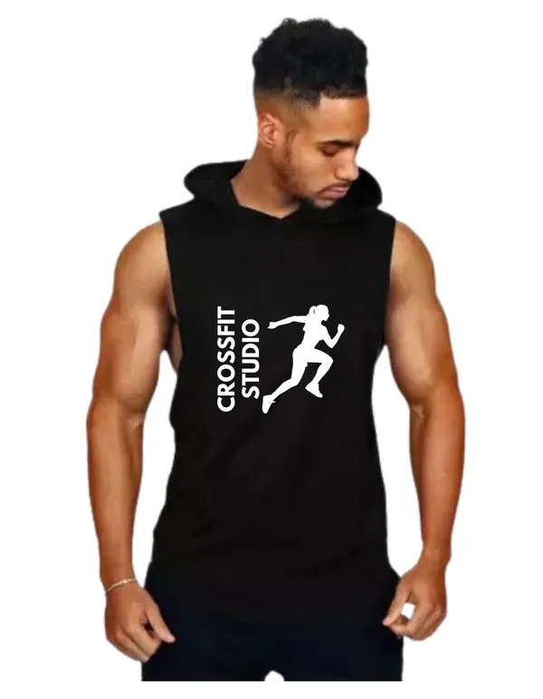 Black_Trendy_Hood_Sports/Gym_T-Shirt_For_Men