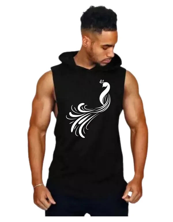 Black_Trendy_Hood_Sports/Gym_T-Shirt_For_Men