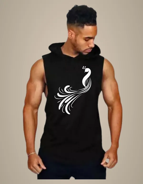 Black_Trendy_Hood_Sports/Gym_T-Shirt_For_Men