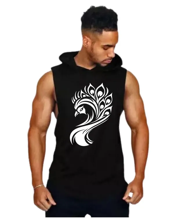 Black_Trendy_Hood_Sports/Gym_T-Shirt_For_Men