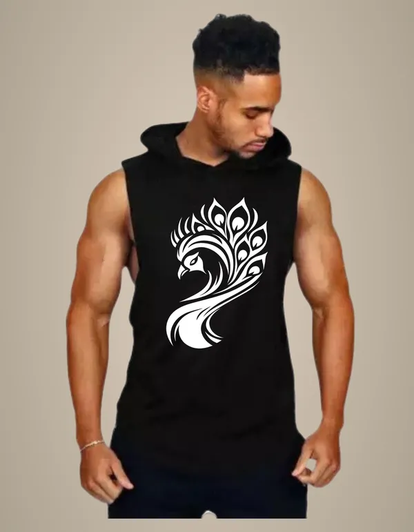 Black_Trendy_Hood_Sports/Gym_T-Shirt_For_Men