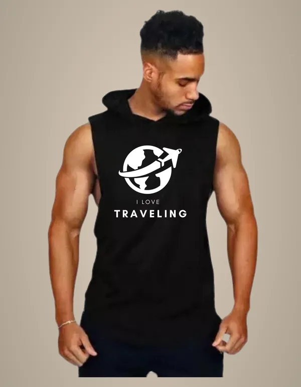 Black_Trendy_Hood_Sports/Gym_T-Shirt_For_Men
