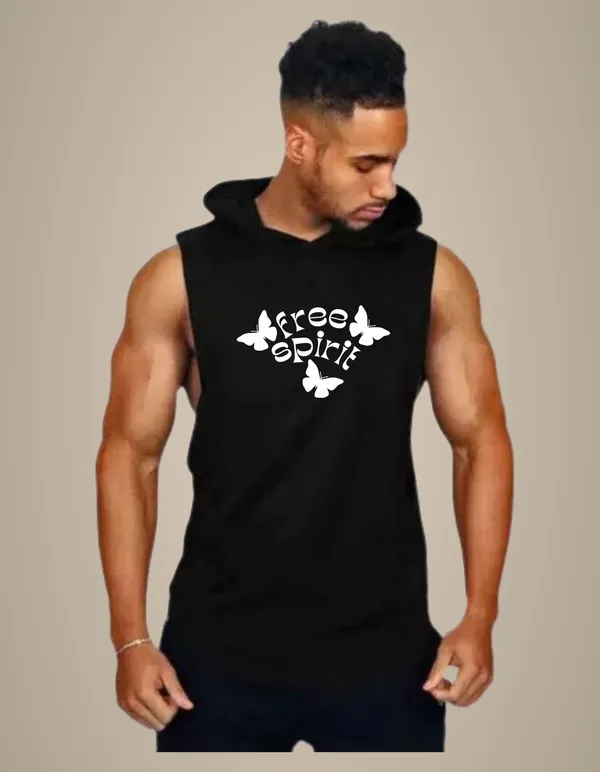 Black_Trendy_Hood_Sports/Gym_T-Shirt_For_Men