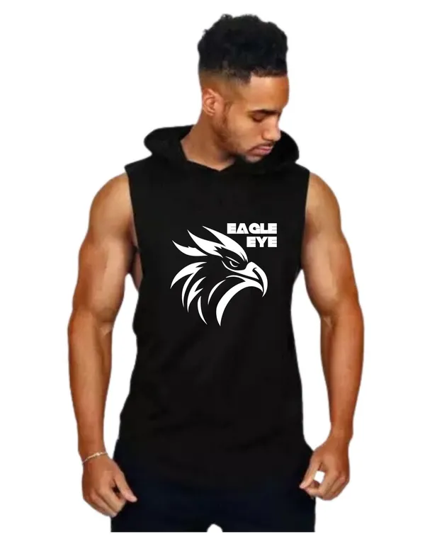 Black_Trendy_Hood_Sports/Gym_T-Shirt_For_Men