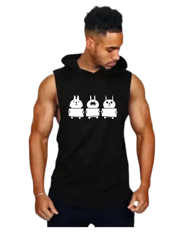 Black_Trendy_Hood_Sports/Gym_T-Shirt_For_Men