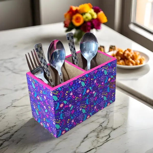Wooden_Cutlery_Holder-_Multipurpose_Holder_2_Section_Engineered_Wood,_epoxy_resin_coated_Glossy_Finish_Spoon_Holder_-_pencil_holder_|_Rack_Stand_Organizer_Container_Storage_spoon_stand_(Blue_Floral)