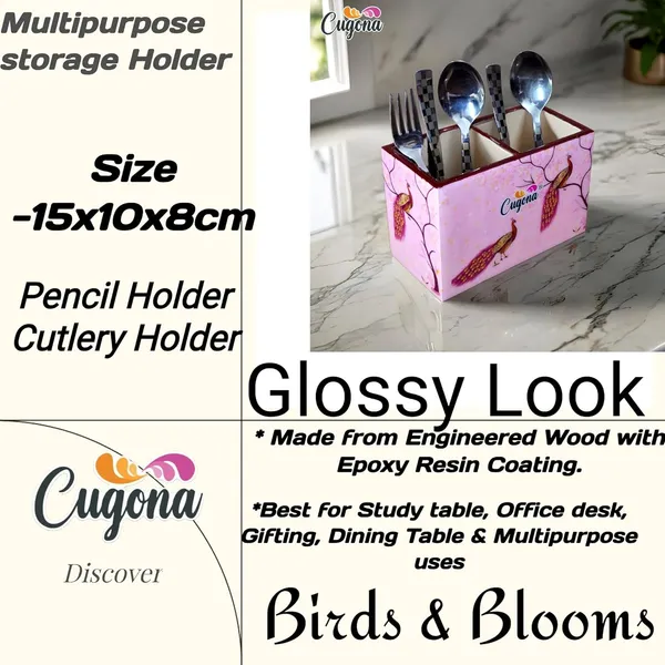 Wooden_Cutlery_Holder-_Multipurpose_Holder_2_Section_Engineered_Wood,_epoxy_resin_coated_Glossy_Finish_Spoon_Holder_-_pencil_holder_|_Rack_Stand_Organizer_Container_Storage_spoon_stand_(Pink_Peacock)
