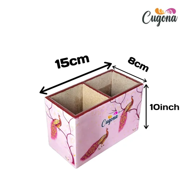 Wooden_Cutlery_Holder-_Multipurpose_Holder_2_Section_Engineered_Wood,_epoxy_resin_coated_Glossy_Finish_Spoon_Holder_-_pencil_holder_|_Rack_Stand_Organizer_Container_Storage_spoon_stand_(Pink_Peacock)