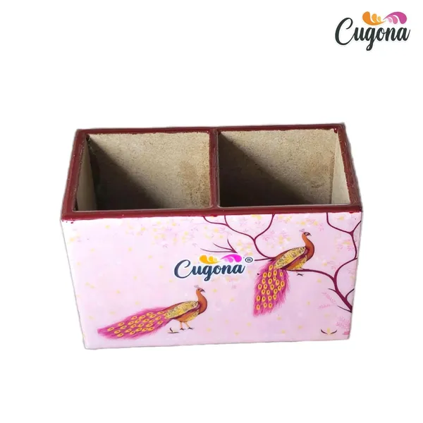 Wooden_Cutlery_Holder-_Multipurpose_Holder_2_Section_Engineered_Wood,_epoxy_resin_coated_Glossy_Finish_Spoon_Holder_-_pencil_holder_|_Rack_Stand_Organizer_Container_Storage_spoon_stand_(Pink_Peacock)