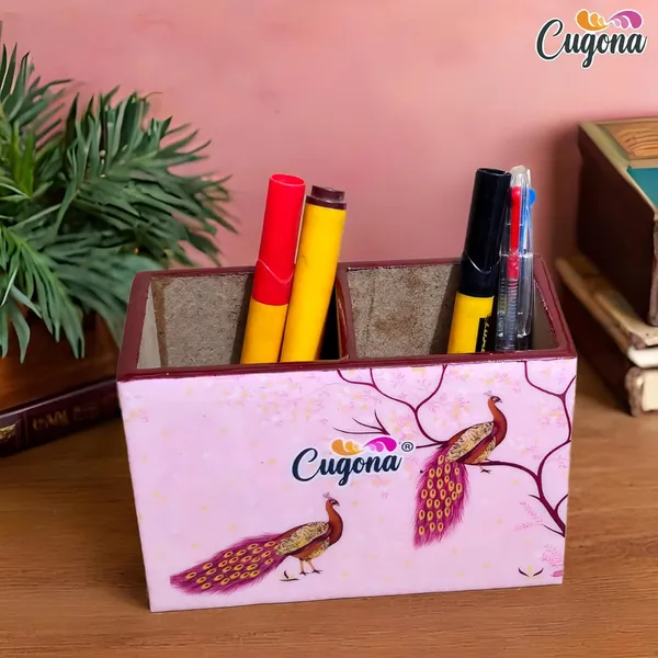 Wooden_Cutlery_Holder-_Multipurpose_Holder_2_Section_Engineered_Wood,_epoxy_resin_coated_Glossy_Finish_Spoon_Holder_-_pencil_holder_|_Rack_Stand_Organizer_Container_Storage_spoon_stand_(Pink_Peacock)
