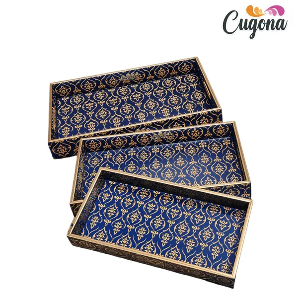 Wooden_Serving_Tray_with_Gold_Engraving_|_Set_of_3_|_Size_:_16_x_10_inch,_14_x_8_inch_&_12_x_6_inch_|_Enamel_Coated_Waterproof_|_Rectangular_|_Decorative_Trays_(Blue_Golden)
