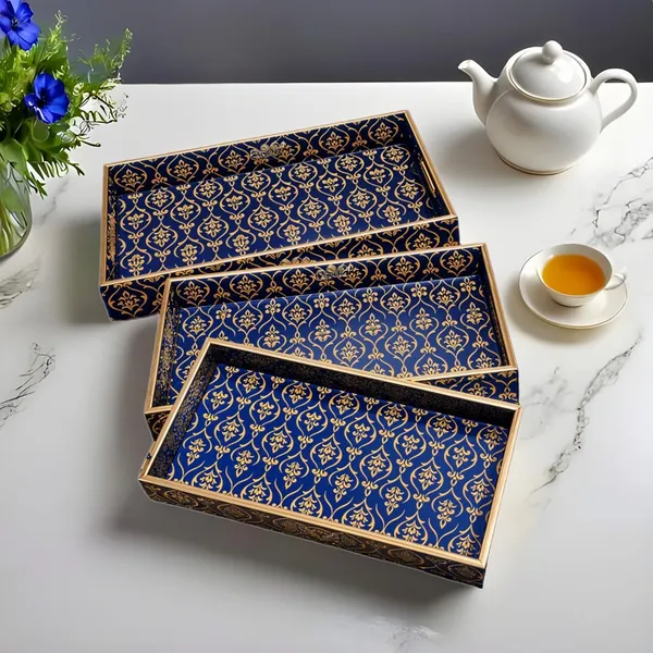 Wooden_Serving_Tray_with_Gold_Engraving_|_Set_of_3_|_Size_:_16_x_10_inch,_14_x_8_inch_&_12_x_6_inch_|_Enamel_Coated_Waterproof_|_Rectangular_|_Decorative_Trays_(Blue_Golden)