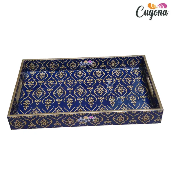 Wooden_Serving_Tray_with_Gold_Engraving_|_Set_of_3_|_Size_:_16_x_10_inch,_14_x_8_inch_&_12_x_6_inch_|_Enamel_Coated_Waterproof_|_Rectangular_|_Decorative_Trays_(Blue_Golden)