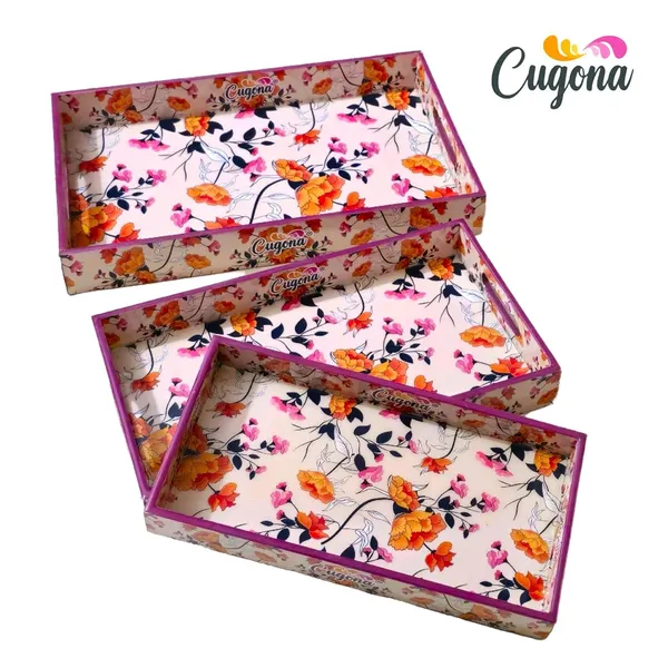 Wooden_Serving_Tray_with_Gold_Engraving_|_Set_of_3_|_Size_:_16_x_10_inch,_14_x_8_inch_&_12_x_6_inch_|_Enamel_Coated_Waterproof_|_Rectangular_|_Decorative_Trays_(creamflower)