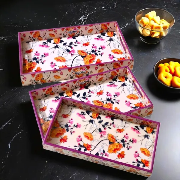 Wooden_Serving_Tray_with_Gold_Engraving_|_Set_of_3_|_Size_:_16_x_10_inch,_14_x_8_inch_&_12_x_6_inch_|_Enamel_Coated_Waterproof_|_Rectangular_|_Decorative_Trays_(creamflower)