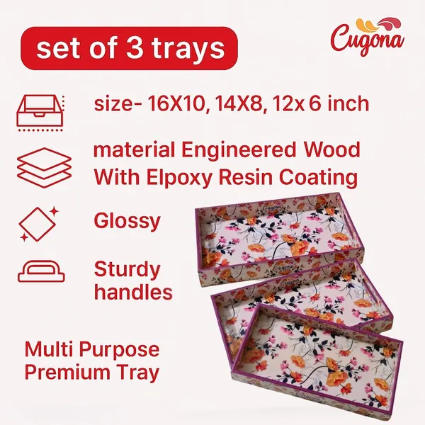 Wooden_Serving_Tray_with_Gold_Engraving_|_Set_of_3_|_Size_:_16_x_10_inch,_14_x_8_inch_&_12_x_6_inch_|_Enamel_Coated_Waterproof_|_Rectangular_|_Decorative_Trays_(creamflower)