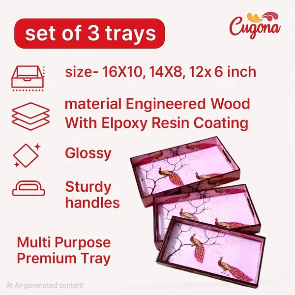 Wooden_Serving_Tray_with_Gold_Engraving_|_Set_of_3_|_Size_:_16_x_10_inch,_14_x_8_inch_&_12_x_6_inch_|_Enamel_Coated_Waterproof_|_Rectangular_|_Decorative_Trays_(pinkpeacock)