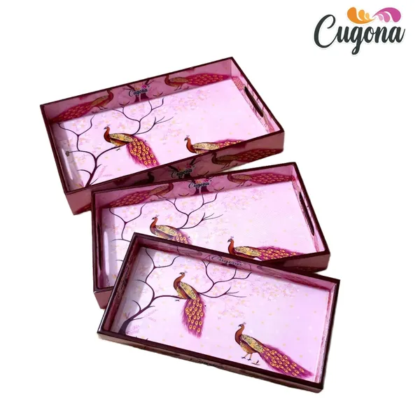 Wooden_Serving_Tray_with_Gold_Engraving_|_Set_of_3_|_Size_:_16_x_10_inch,_14_x_8_inch_&_12_x_6_inch_|_Enamel_Coated_Waterproof_|_Rectangular_|_Decorative_Trays_(pinkpeacock)
